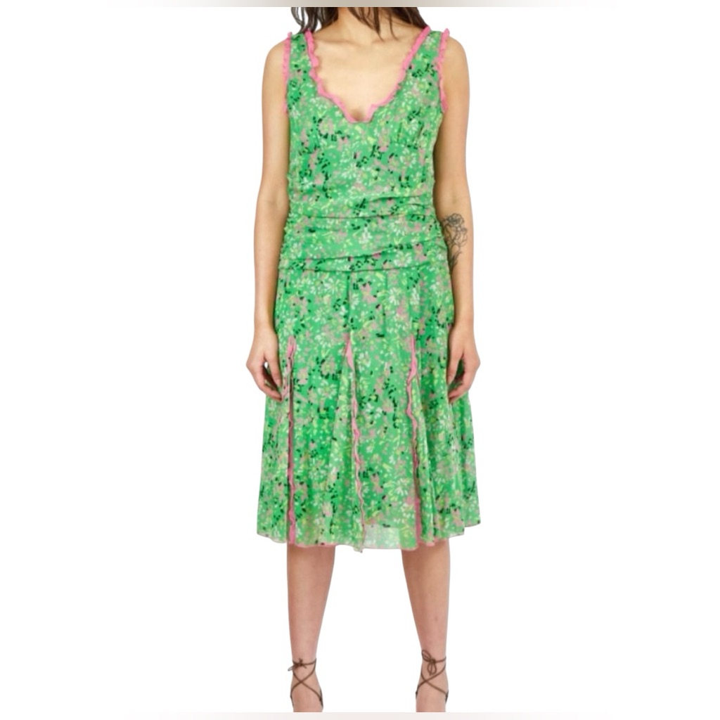 Nwt Bcbgmaxazria 100% Silk Green Dress Size 6